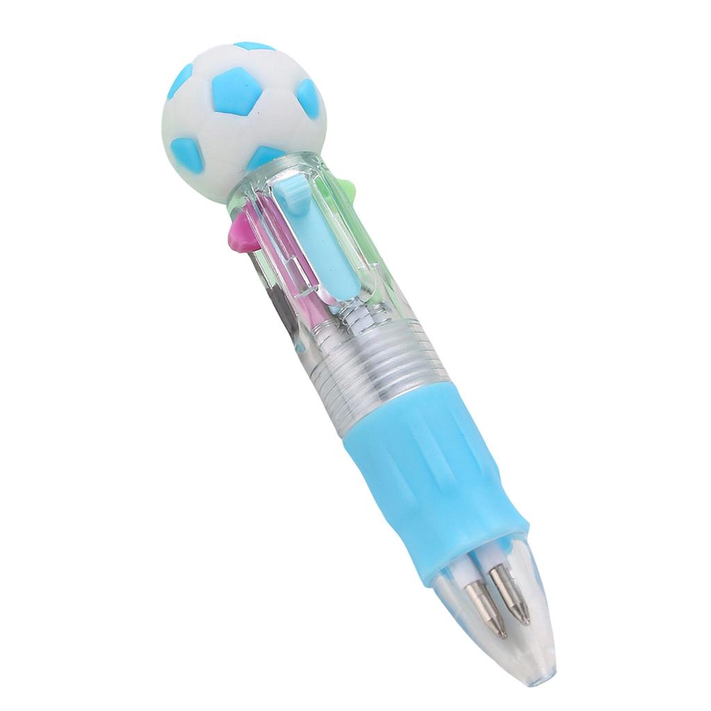 Multicolor Ink Ballpoint Pen with Soccer Ball Top Retractable Multi Function Writing Tool for Office School Supplies