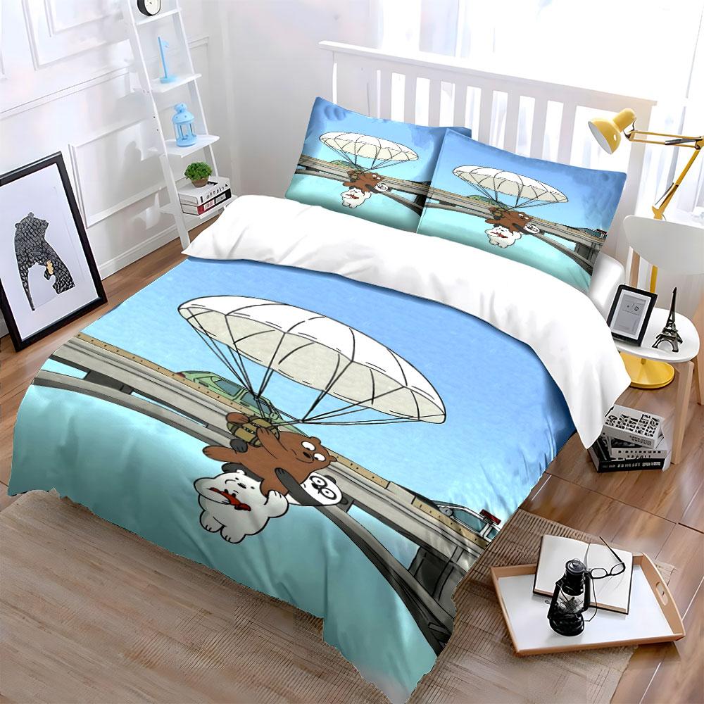 Bear, Dog, Parachute Scene. Bedding Sets Duvet Cover Sets Duvet Covers Pillowcases(1 * Duvet Cover 2 * Pillowcases Without Duvet Insert)
