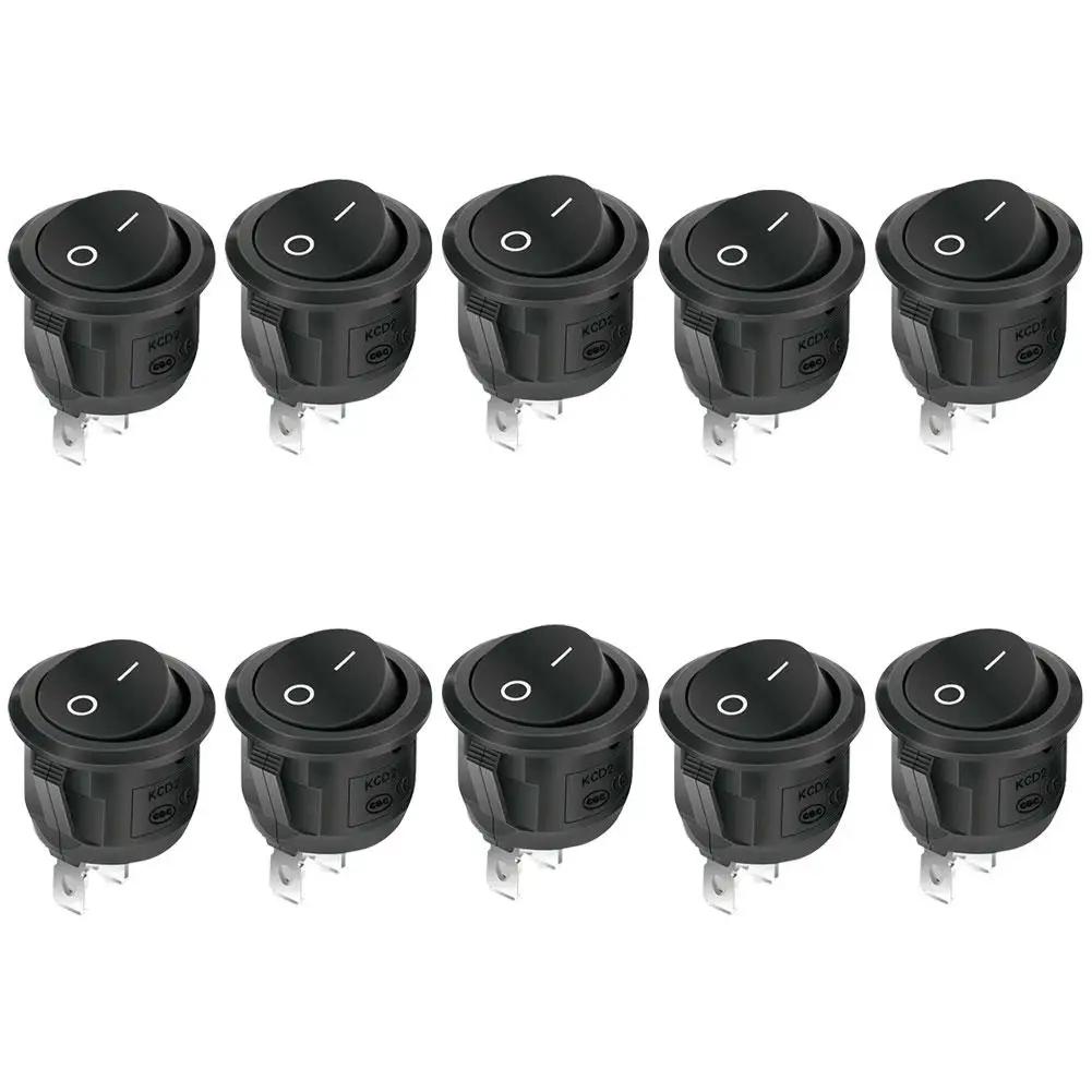 Rocker Switch SPST 2 Pin On/Off 12V 10A/125V 6A/250V Round Toggle Switch, For Car Boat Marine RV Automotive Truck Motorcycl L0U3