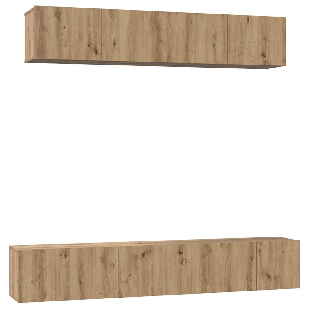 Wall Mounted TV Cabinet Set 5 Pcs Artisan Oak Wood Based Material