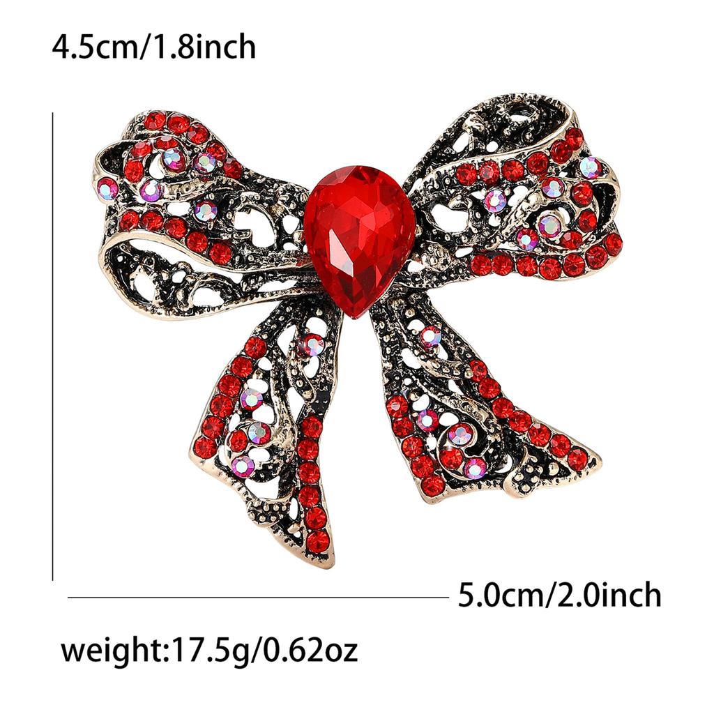 Vintage Rhinestone Bow Brooch for Women Unisex Office Party Friend Gifts Jewelry Accessories
