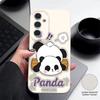 Cute Panda Print Case For Samsung S26 S25 Ultra S24 S23 S22 S21 FE A15 A35 A55 A16 A36 A56 A17 A18 A37 A57 5G Leather Texture Soft Cover