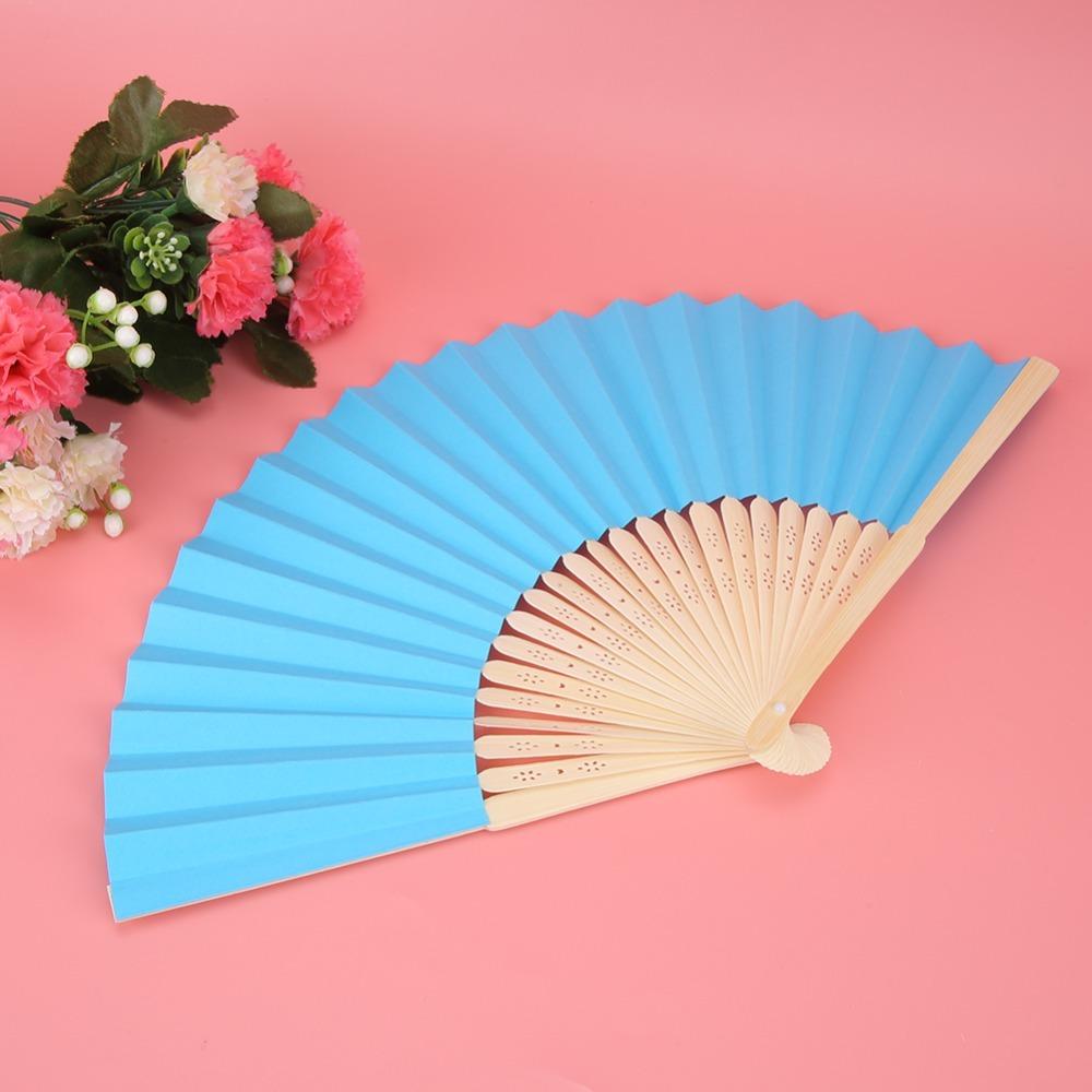 5PCS Paper Foldable Handheld Paper Fan Customizable Blank Folding Fan Travel Bag Storage Item синий
