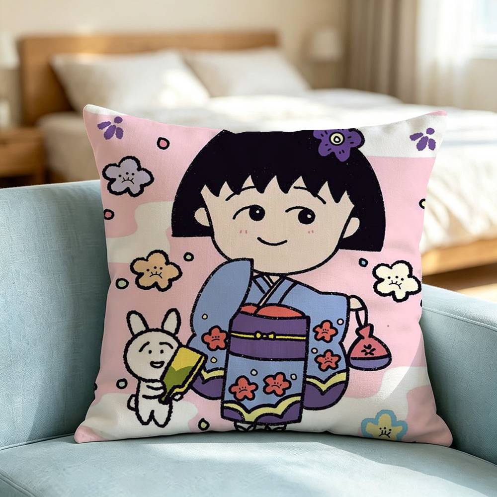 Chibi Maruko-Chan A-Anime Pillow Case Square Double-Sided Sofa Cushion Cover Bedroom Bedside Pillow Gift