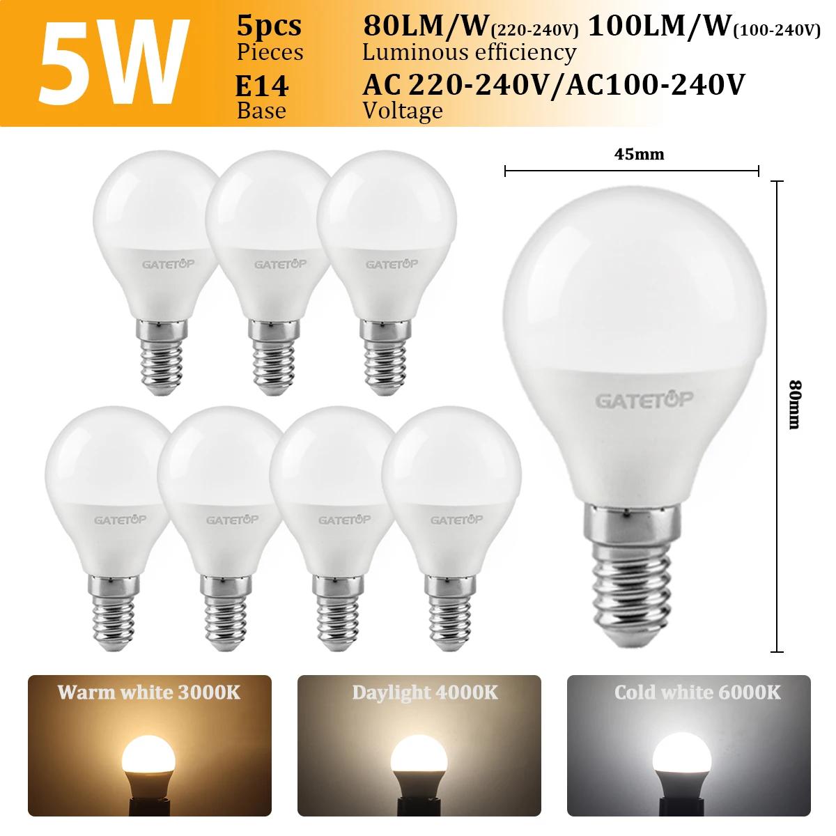

8Pcs Energy Saving LED Bulb 5W AC220V 110V Light Warm White 3000K 4000K 6000K No Flicker Lamp for Home Derec Bedroom Lights 5W&Cold White 6000K&AC220-240V