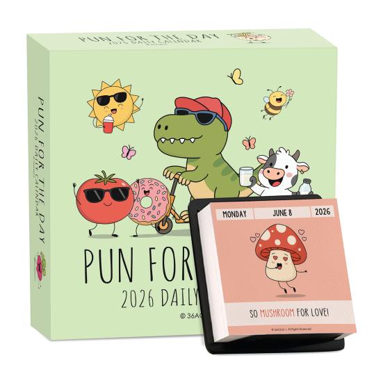 

2026 Funny Pun Calendar Daily Tear-Off Desk Calendar with 365 New Puns Jokes And Notes Compact Spiral Bound for Office Home Decor A