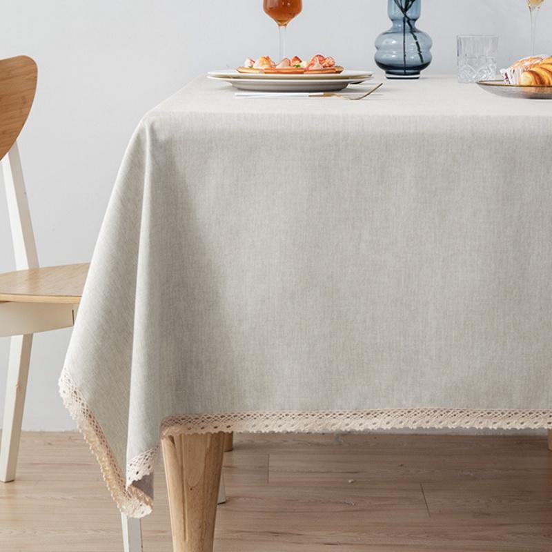 Rectangle Tablecloth Cotton Linen Square Waterproof Table Cloth Oil-Proof Table Cover For Home Kitchen Garden Restaurant Decor