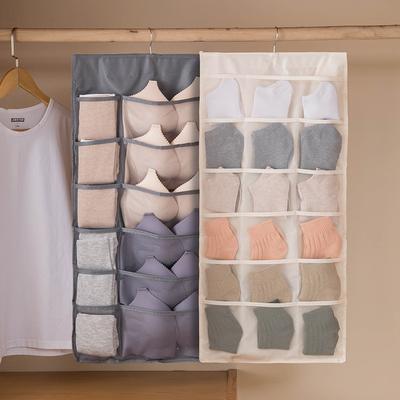 Pockets Hanging Bag Socks Bra Underwear Rack Hanger Clear Mesh Oxford Cloth Double Sided Hanging Bag Storage Organizer Bag