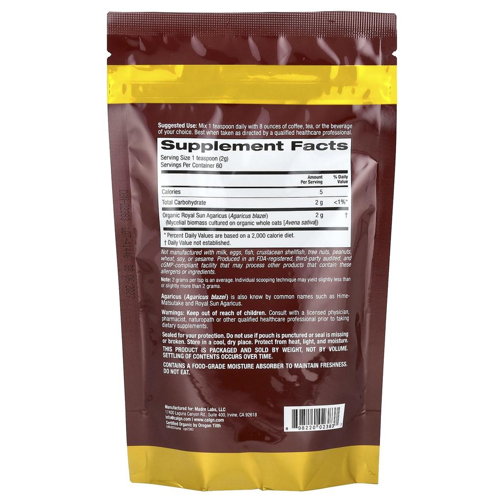 Fungiology®, Certified Organic Agaricus Powder, 120G (4.2Oz)