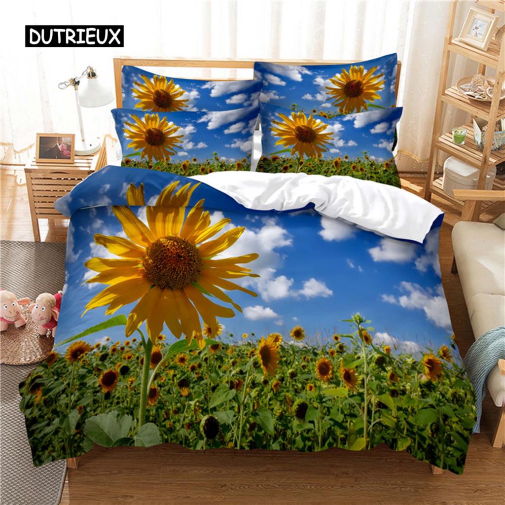 Beautiful SunFlower Bedding Set Duvet Cover Set 3d Bedding Digital Printing Bed Linen Queen Size Bedding Set Fashion Design