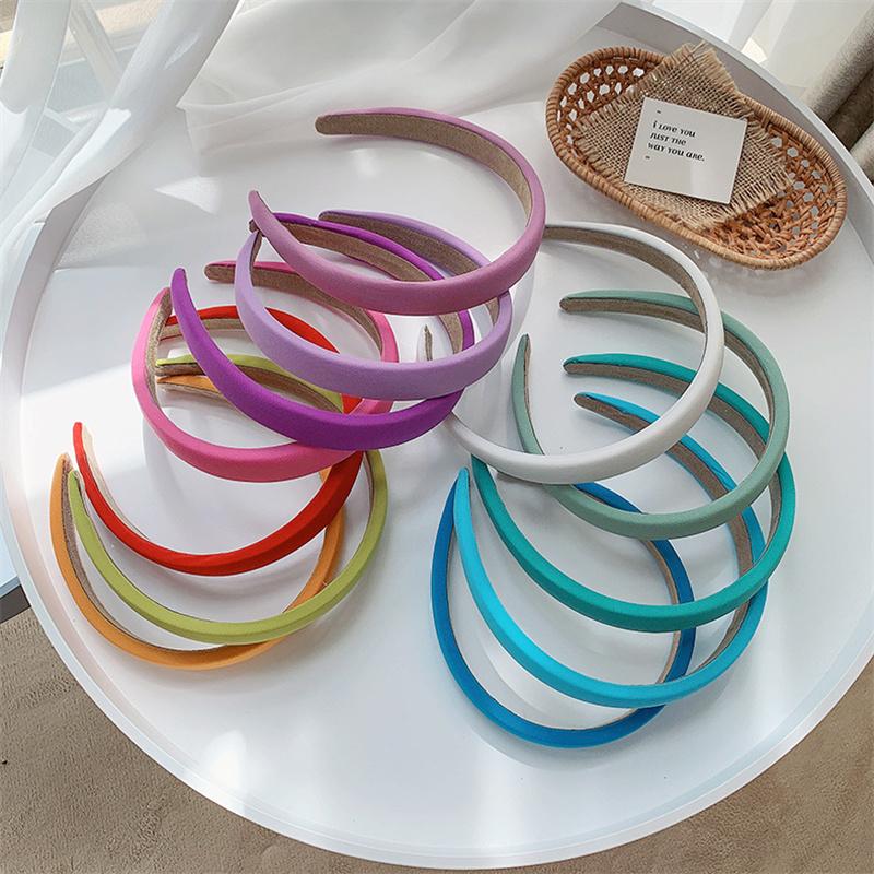 2CM Spring Summer Women Girls Headbands Sweet Candy Color Sponge Padded Hairbands for Ladies Daily Hair Hoop Accessories