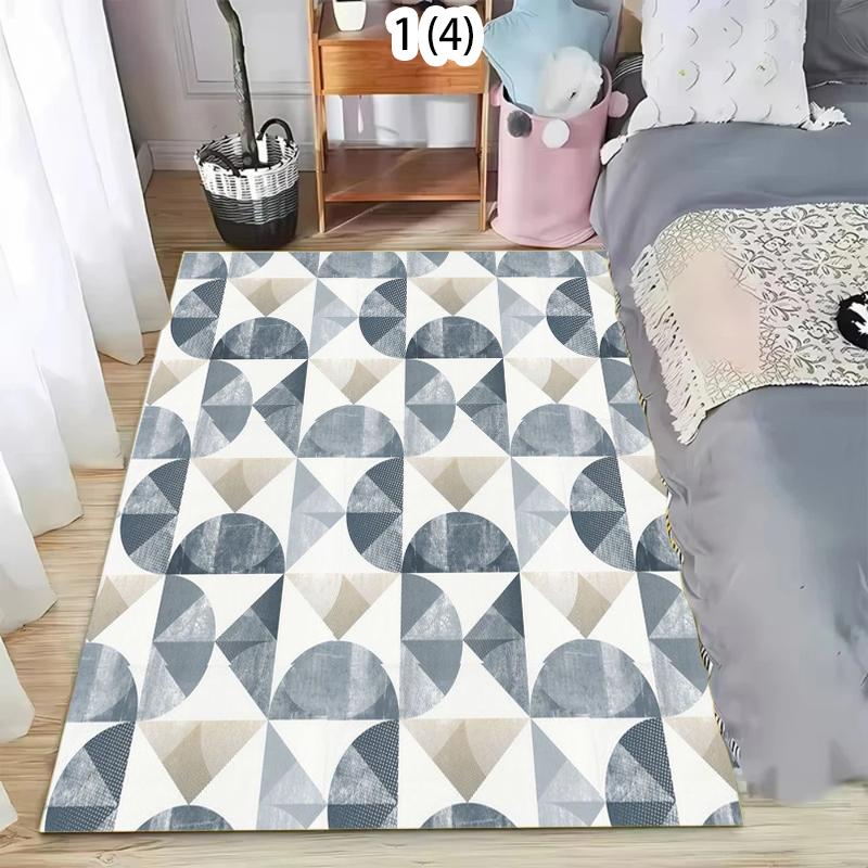 

Rectangular Area Rug with Minimalist Half Circle Geometric Motifs in Muted Blue and Beige for Living Room Bedroom Apartment Dorm 40X60CM
