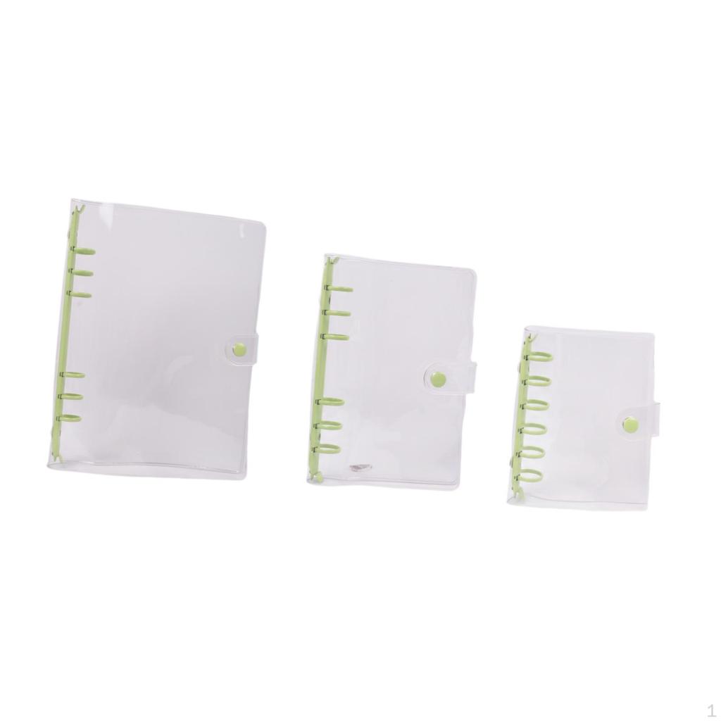 3 Pieces Binder Planner Cover Clear Notebook Sleeve Refillable PVC Protector Organizer Loose Leaf