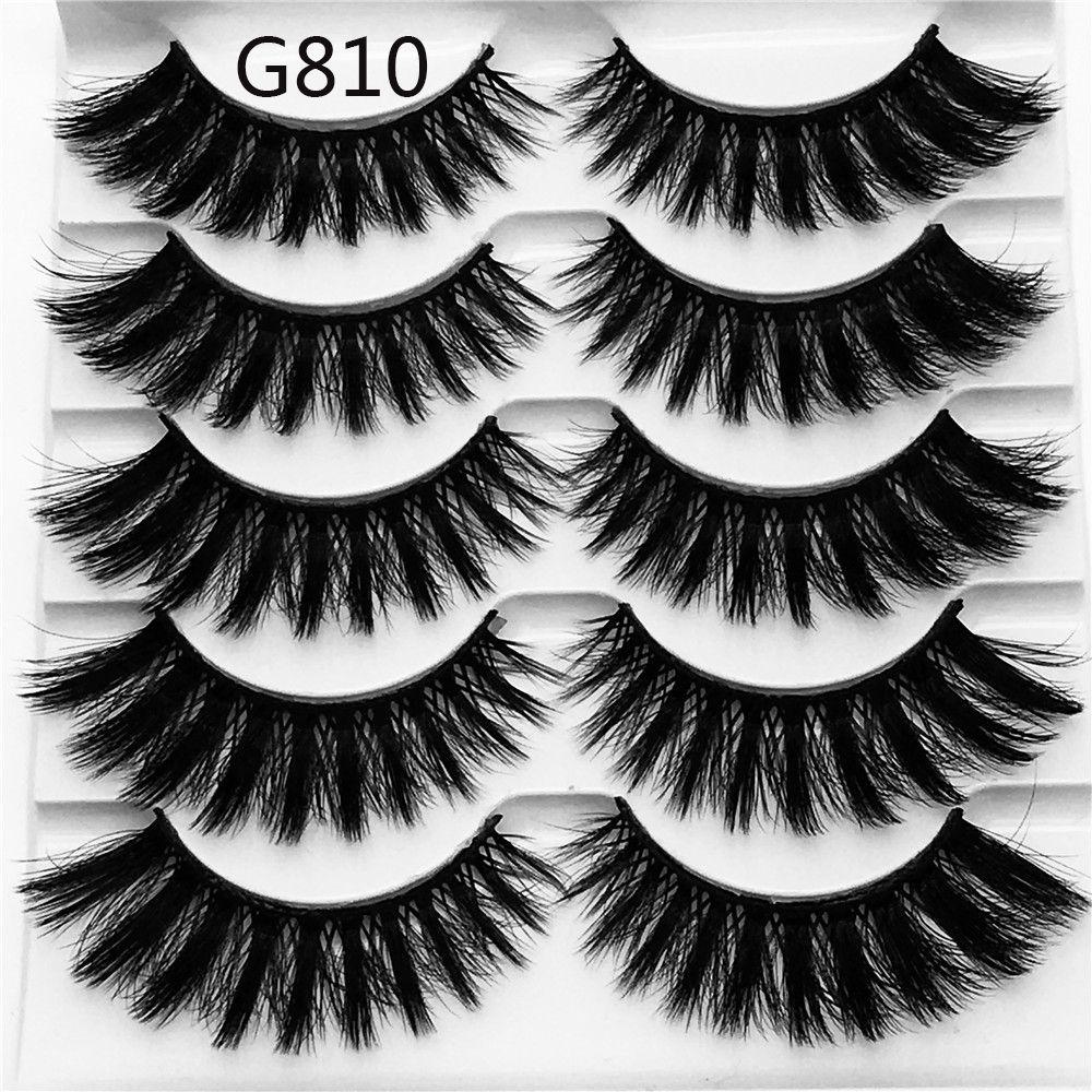 Buy SKONHED 5 Pairs Voluminous Cross Long False Eyelashes 3D Mink Hair ...