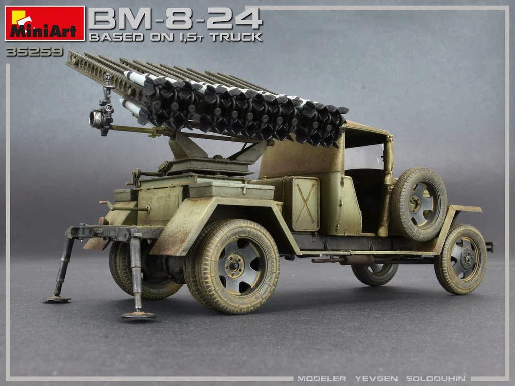 Miniart scale Soviet Katyusha gun mounted on a plastic model kit MA35259 1/35 BM-8-24 1.5-ton truck,