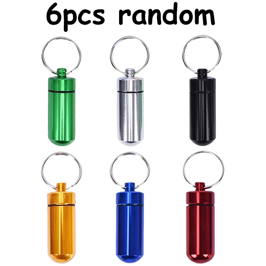 

6pcs 4.8cm Aluminum Alloy Pill Boxes Keychain - Waterproof Portable Pill Holder for Outdoor Travel, Daily Medication Storage