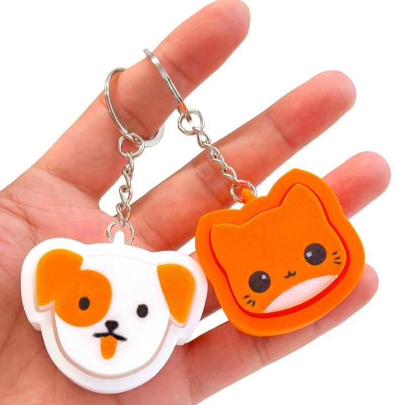 Cartoon Animals Clicker Keychain Educational Stress Relief Decompression Toy for Kids Bag Charm