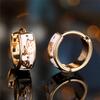 Cute Female Pink Enamel Flower Hoop Earrings Fashion Gold Color Wedding Jewelry For Women