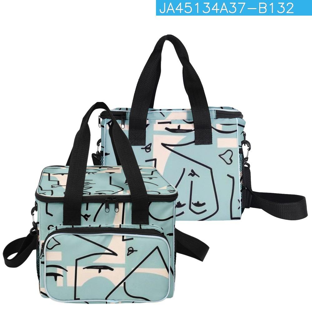 Hip Hop Popular Trendy Novelty Strange Lines 3D Printed Larger Crossbody Lunch Bag Thermal Insulation Food Handbags Ice Bags