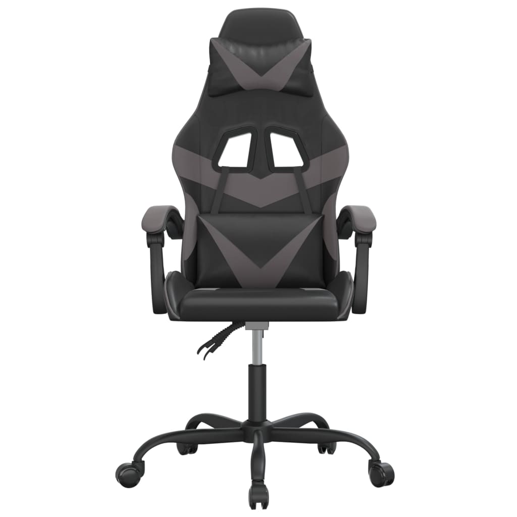 Vidaxl Obrotowy Fotel Gamingowy, Czarno-Szary, Sztuczna Skóra