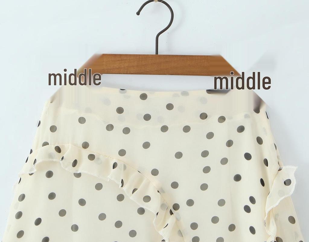 2025 Autumn/Winter European & American Ruffle Polka Dot Maxi Skirt for Women