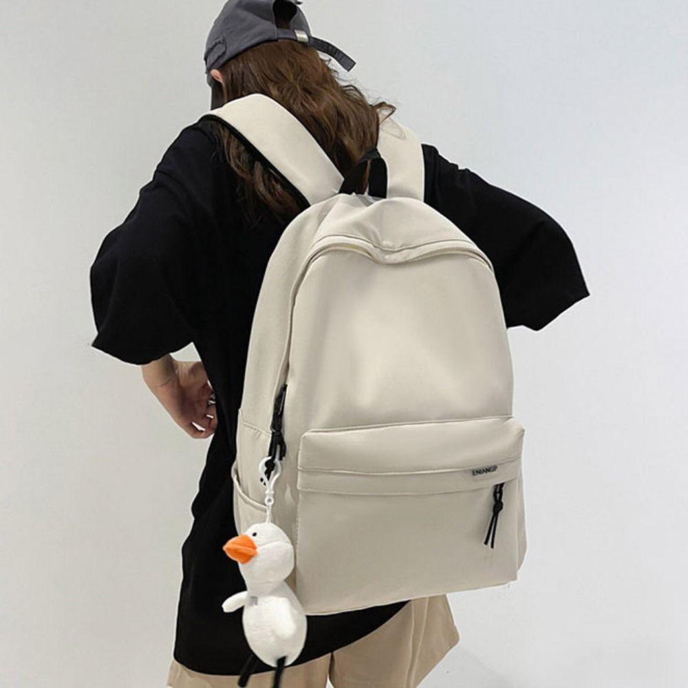 Large Capacity Backpack Casual Look Teenage Nylon Book Bag Portable Students Schoolbag School Use
