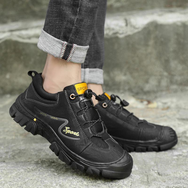 Fashion Hiking Shoes Men Genuine Leather Non-slip Outdoor Sneakers Breathable Trekking Shoes For Men Casual Desert Autumn Footwear