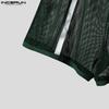 INCERUN Men Elastic Waist Mesh Sheer Stitching Beach Mini Pants Shorts Home Wear
