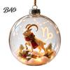 Acrylic Xmas Balls for Party Lighted Zodiac Christmas Ornament, Glowing Sign Ball with Warm LED, Durable Garden 3D Clear Hanging Pendant Tree Mantel,