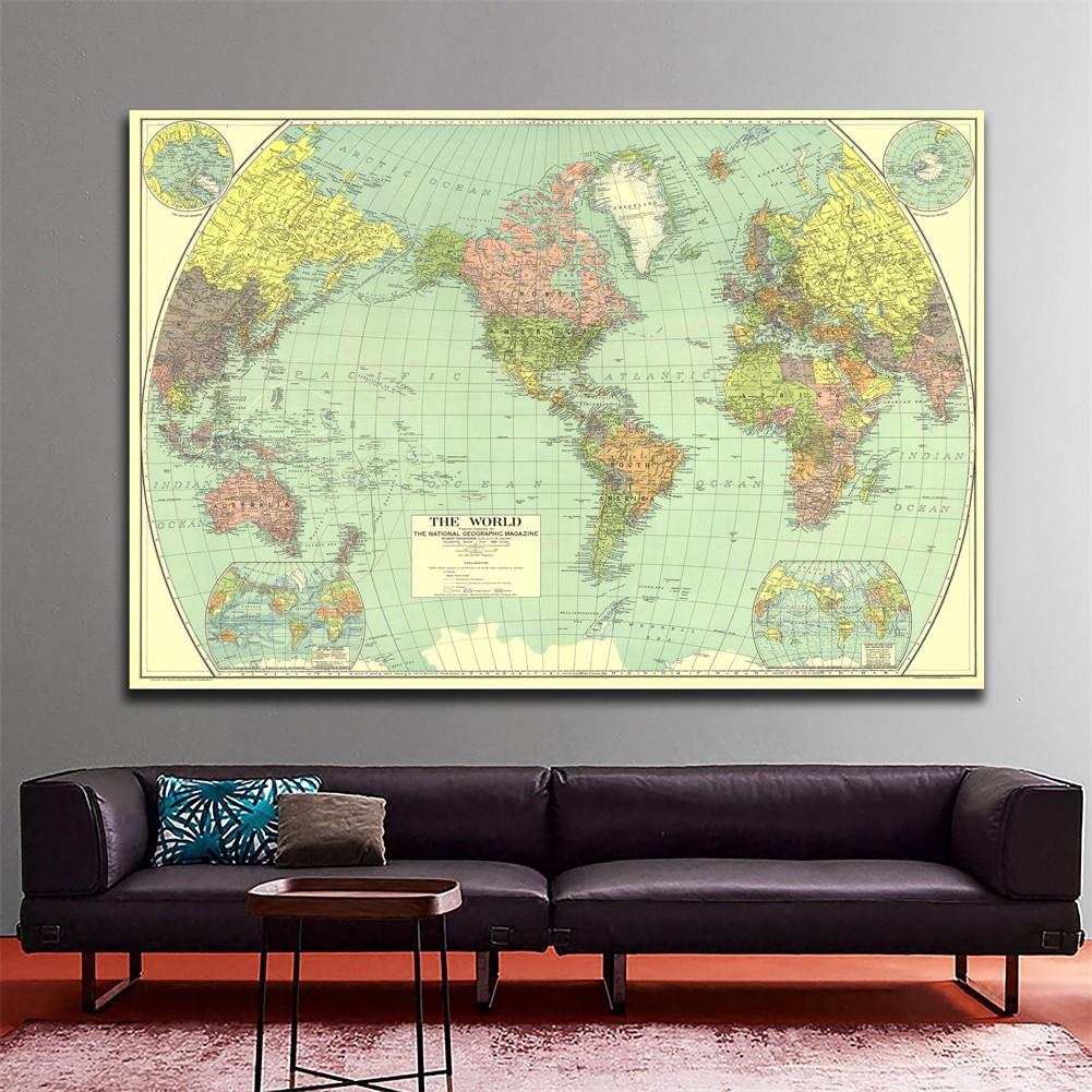 National Geographic - World Map (1932),Poster Wall Hanging Tapestry,Study,Geographical,Tourism/Education Tool,Room Decor