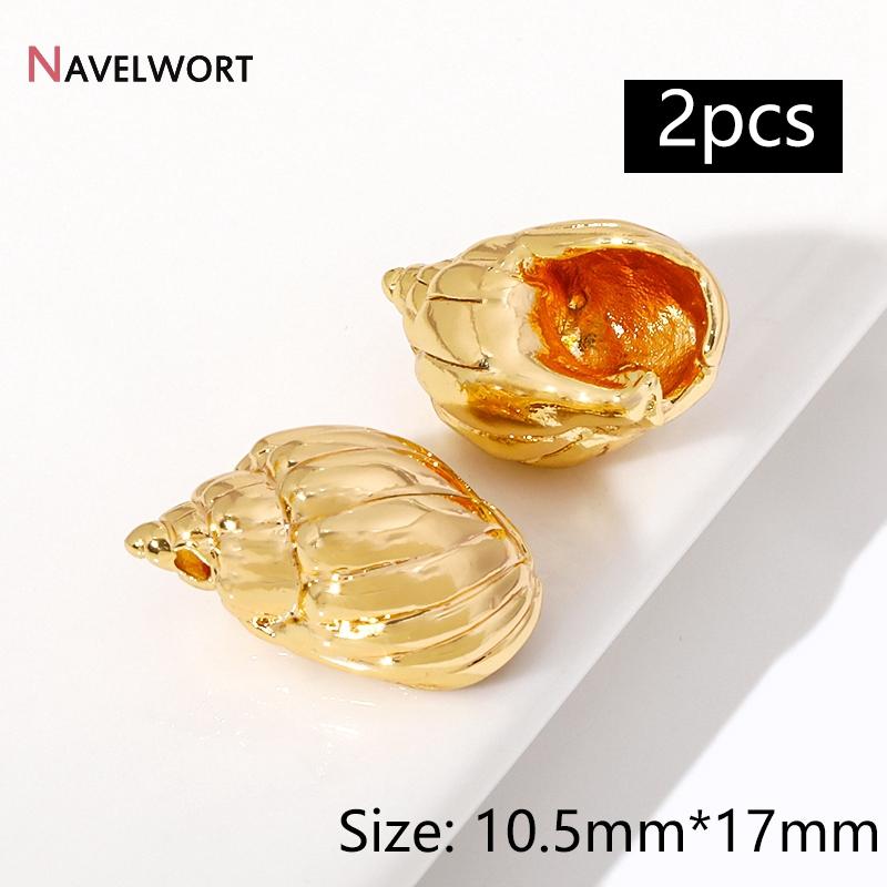 2Pcs 14K Gold Plated Brass Metal Conch Pendant,Charms For Jewelry Making,DIY Earring Bracelet Necklace Making Findings Supplies