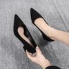 High Heels Women's Spring and Autumn Black Suede Middle Heel Pumps Women's New Pointed Commuter Professional Work Shoes Women