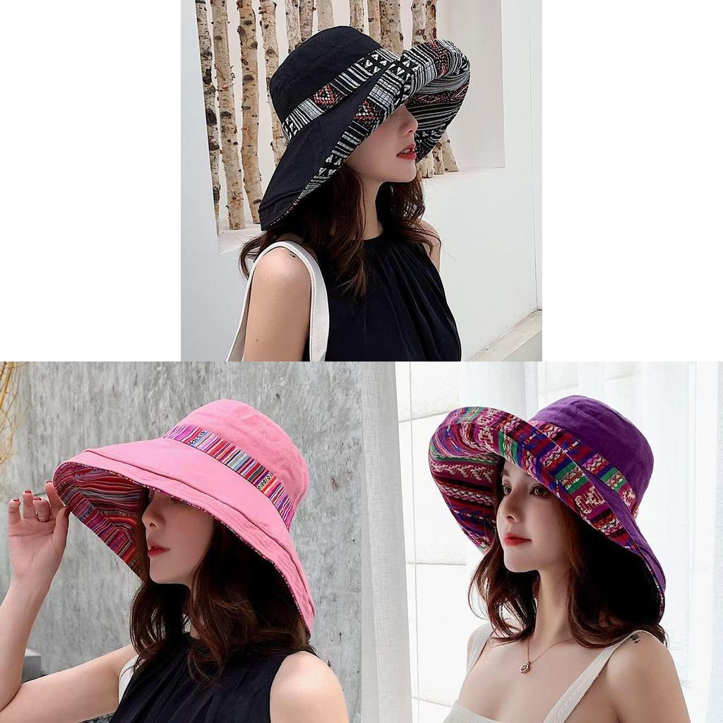 Fisherman Hat Women Pure Cotton Wide Brim Uv Protection Breathable Foldable Summer Outdoors
