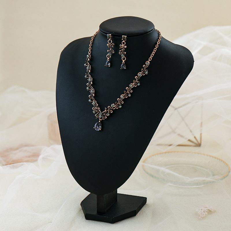 

1 шт. Изысканный свадебный ювелирный набор из двух предметов, Платье для выступления на вечеринке, Свадебное ожерелье на ключицу, Набор ювелирных изделий (серьги) золотой