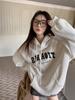 Ladies Velvet Printed Hoodie for Female Students Oversize Loose Casual Hooded Sweatshirt for Autumn Winter New
