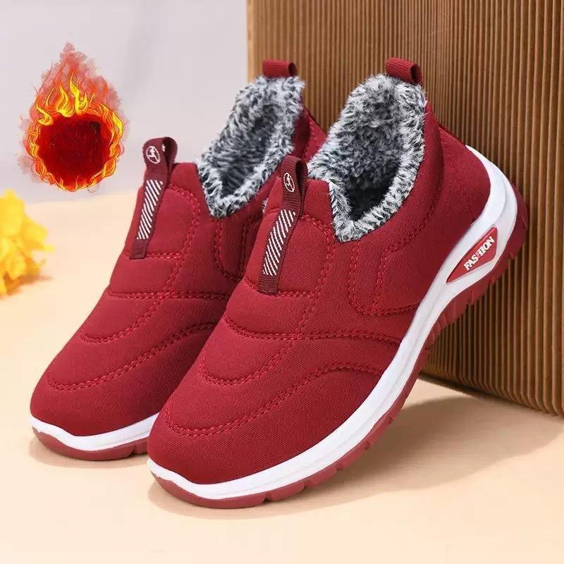 Zimní pánské outdoorové kotníkové boty velkých velikostí - hřejivé s fleecovou podšívkou, protiskluzová PVC podrážka, design s kulatou špičkou, černé ležérní turistické boty