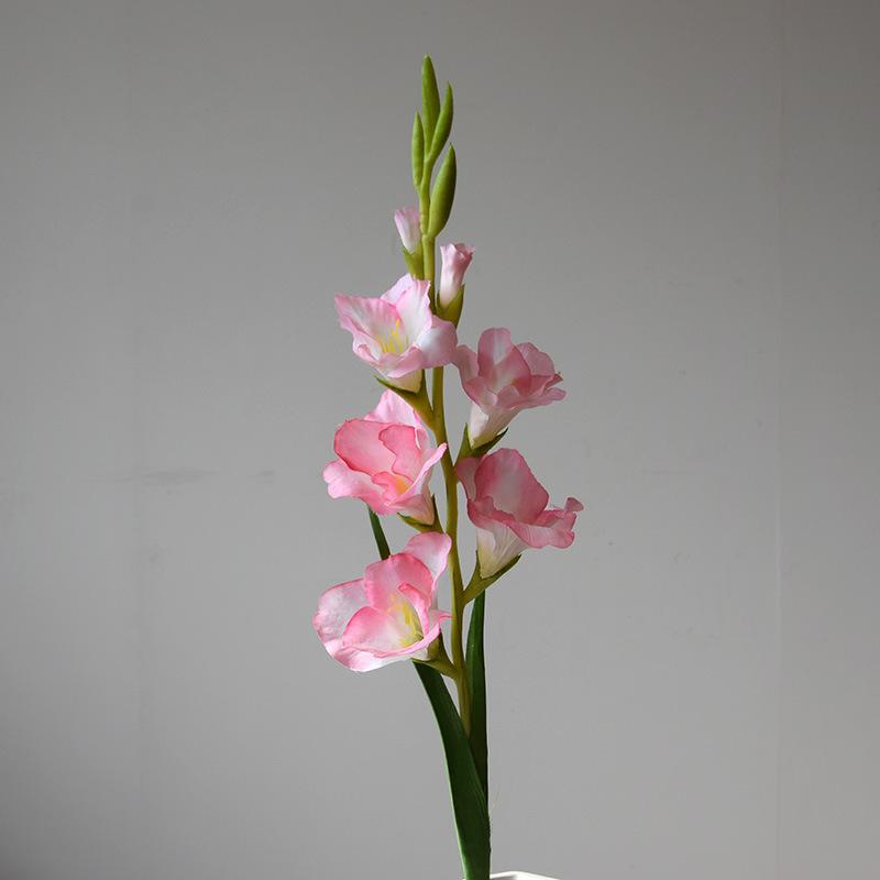 

4pcs Wedding Silk Pink Clivia Simulation Flowers Auditorium Decoration Artificial 7-heads Gladiolus Branch Fake Flower Plant рожевий