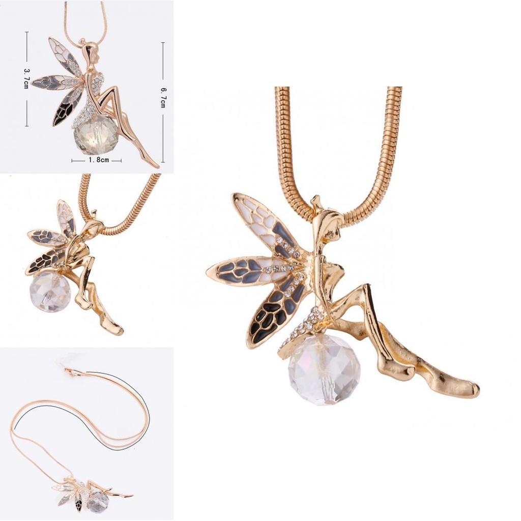 Angel Wing Necklace Floral Design Elegant Alloy Pendant Jewelry Gift For Women Special Occasion