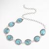 Women's Retro Large Turquoise Heavy Industry Metal Wide Ornate Palace Engraving Round Fashionable Waist Chain