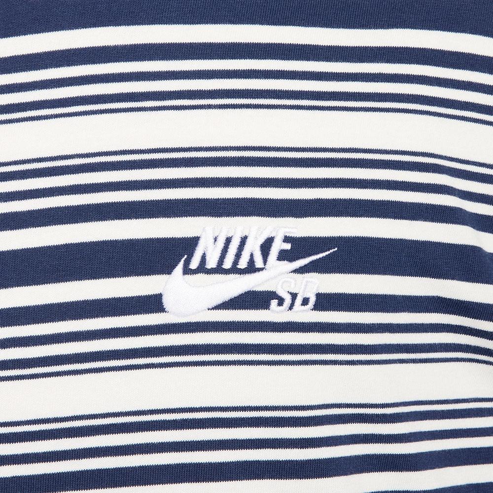 Nike Pasiasty T-shirt Casual z Okrągłym Dekoltem i Krótkim Rękawem dla Mężczyzn, Biało-Niebieski