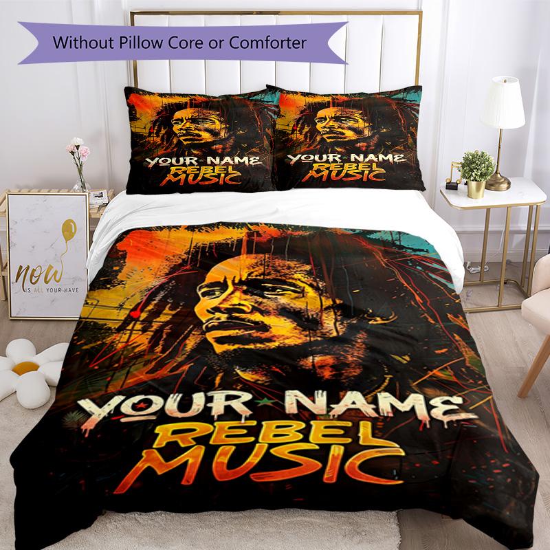 Bob Marley Customize Your Name Duvet Cover Set Suitable for Decorate room Machine Washable Bedroom Decor Gift for Festivals