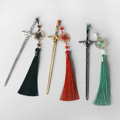 Punk Metal Sword Tassels Hairpin Chinese Style Simple Hair Sticks For Women Diy Hairstyle Design Tools Accessories