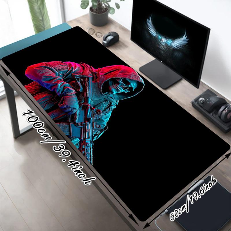 Skull Soldier Xl Gaming Mouse Pad Nonslip Rubber Base Stitched Edge Waterproof Desk Mat For Pc Laptop Gamer Office Computer Accessories C929269