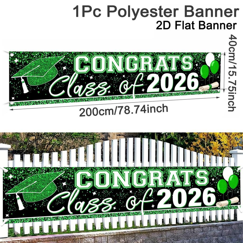Happy Graduation Outdoor Banner Bachelor'S Cap Balloon Party Decorative Background Photography Graduate Party Supplies Gift