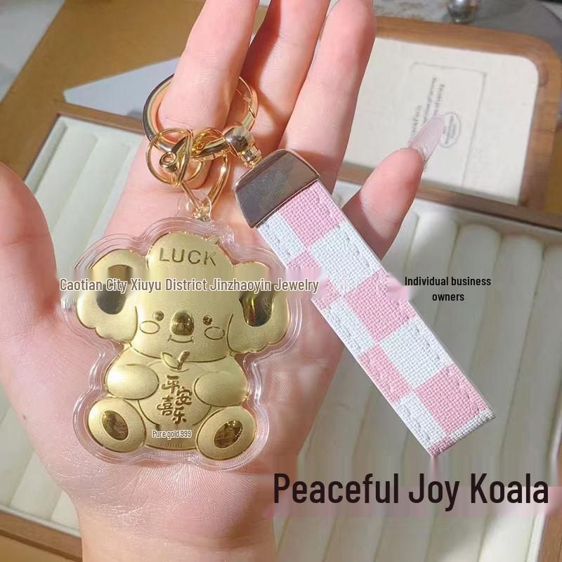 24K Gold Koala Pendant: Peace, Joy & Wealth Keychain Gift