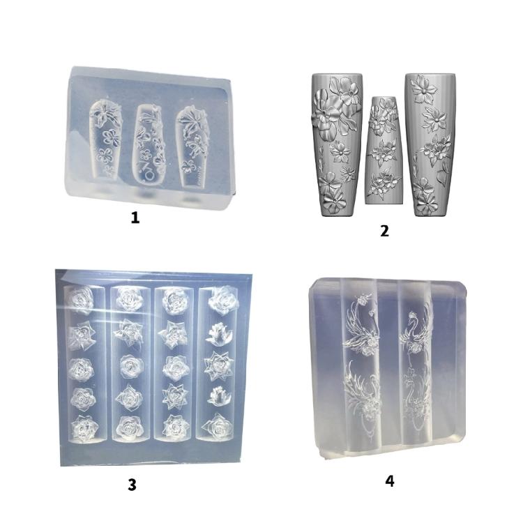 Multipurpose Nail Art Template Tool Stylish Silicone Nail Art Molds Embossing Carving Templates for Nail Enthusiasts