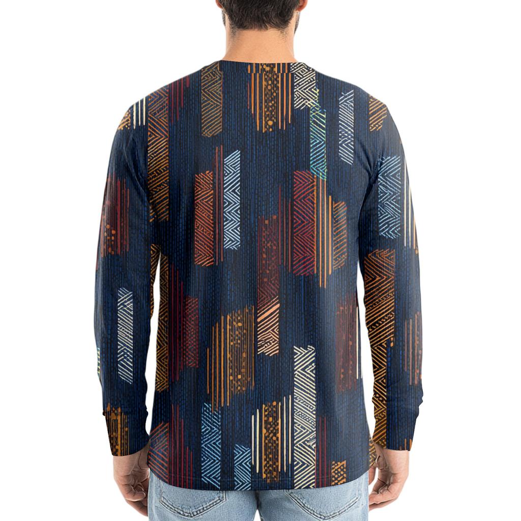 Herren V-Ausschnitt Lässig Mode Bedrucktes Langarm T-Shirt Top