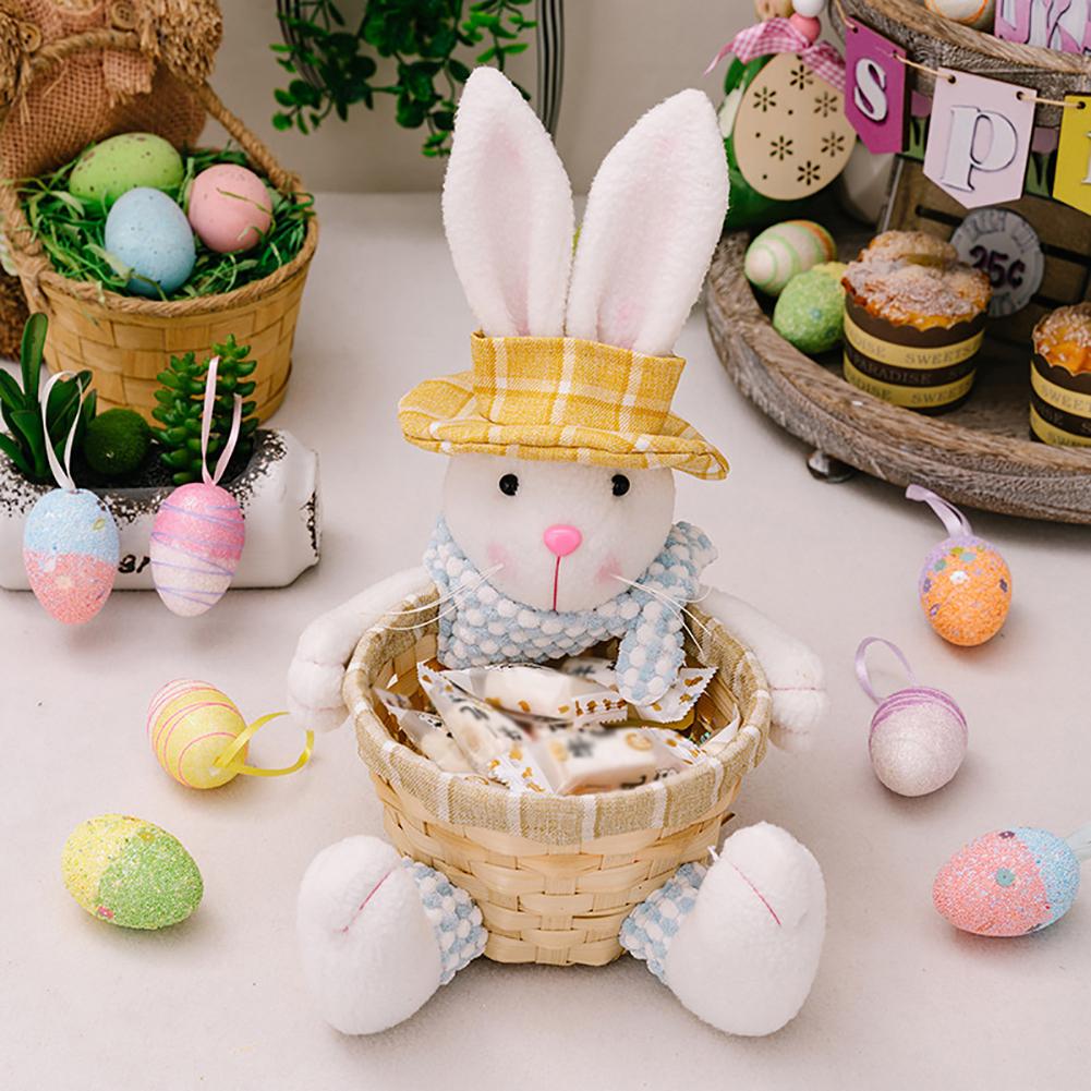 Easter Rabbit Decor With Candy Storage Basket Rabbit Candy Bowl Dish Easter Eggs Table Container For Supermarket Home School