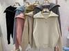 Lapel half zipper knitted sweater women's autumn and winter new commuter versatile loose pullover sweater women