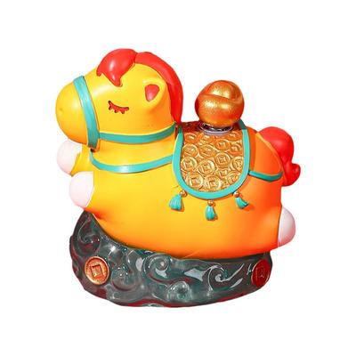 Kawaii Pony Ornament Rotatable Handcrafted Zodiac Horse Figurines Exquisite Resin Cartoon Horse Statue Home Decoration